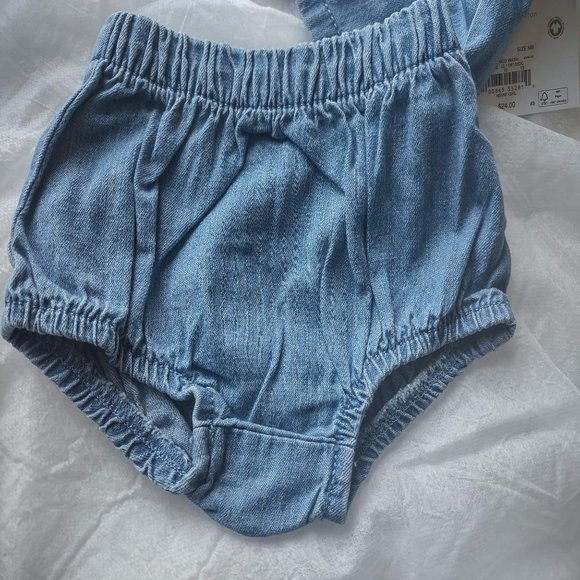 NWT 2 Piece Organic Chambray Jumper/ Dress & Bloomers - Picture 4 of 6